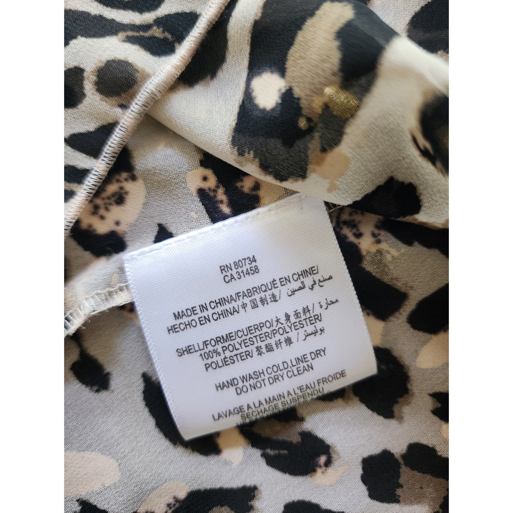 Y2K BCBG Leopard Print Gold Metallic Foil Cowl Neck Blouse Top Boho Festival - Picture 8 of 10